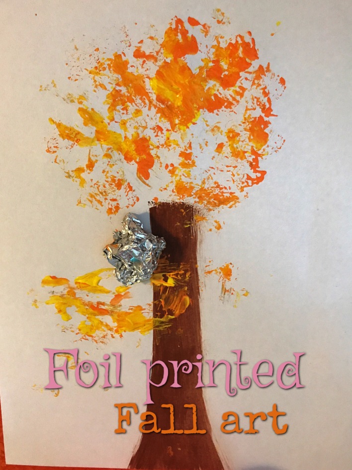 simple fall craft, fall craft for toddlers, fall craft for kids, foil printing, foil printed fall art